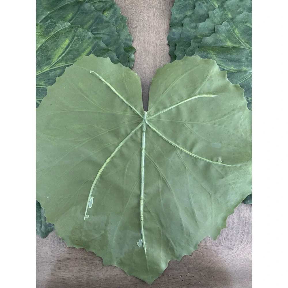 Set Of 12 Green Faux Leaf Shaped Placemats Hollywood Regency Style